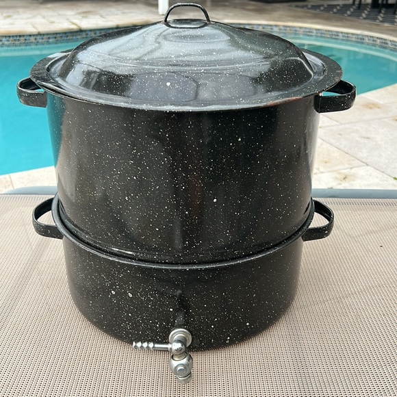 None Kitchen Vintage Large Clam Lobster Steamer Double Pot W Spigot